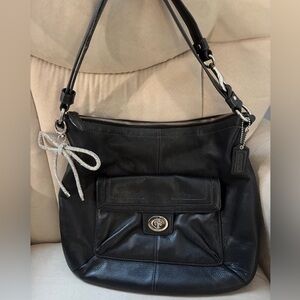 Vintage Y2K Coach Penelope Black Pebbled Leather Hobo Bag w/ Rhinestone 🎀 Charm